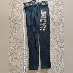 Lot Of 2 Juicy Couture Black w Gold & Silver Foil Accents Leggings Casual Pants